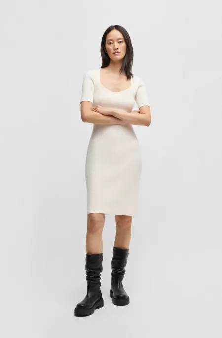 Slim-fit dress in ribbed stretch fabric