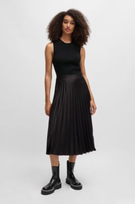 Slim-fit sleeveless top in ribbed stretch fabric, Black