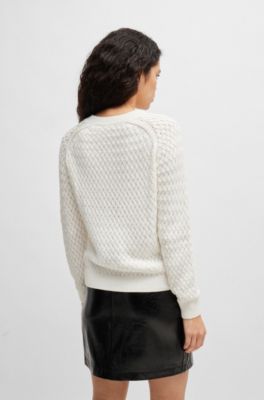 Cotton sweater with mixed structures