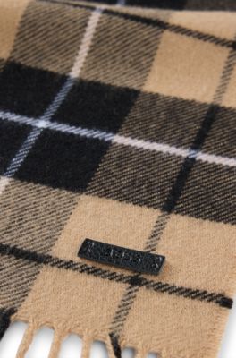 Wool scarf with twisted fringes, Beige