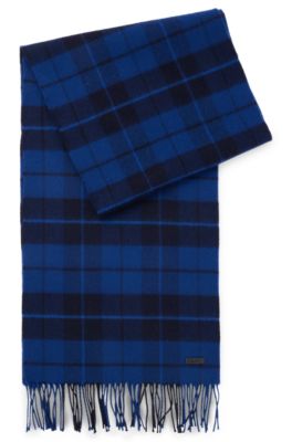 Wool scarf with twisted fringes, Light Blue