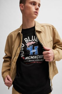 Cotton-jersey regular-fit T-shirt with seasonal graphics, Black