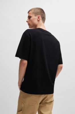 Cotton-jersey regular-fit T-shirt with seasonal graphics, Black