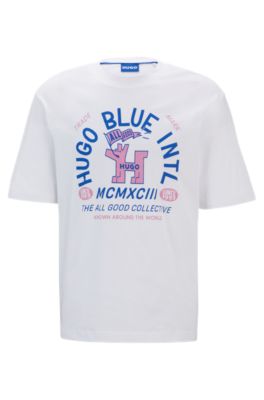 Hugo Boss Cotton-jersey Regular-fit T-shirt With Seasonal Graphics In White