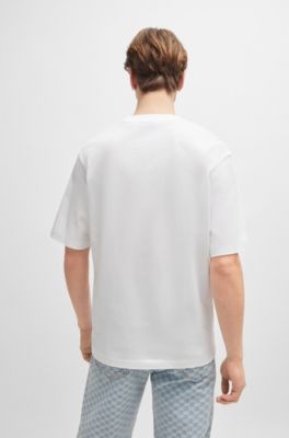 Cotton-jersey regular-fit T-shirt with seasonal graphics, White