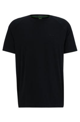 Hugo Boss Stretch-cotton Relaxed-fit T-shirt With Logo Prints In Black