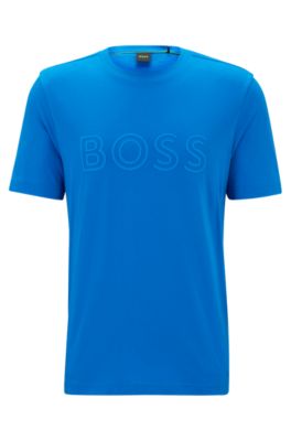 Tシャツ・カットソー BOSS Woman T-Shirt Blue 50537543 404 BOSS - V-neck T-shirt with Double B monogram - Dark Blue