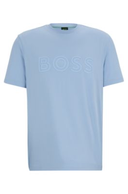 Hugo Boss Cotton-jersey Regular-fit T-shirt With Logo Artwork In Light Blue