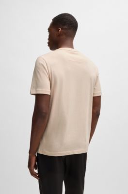 Camiseta regular fit de punto de algod&oacute;n con logo de dise&ntilde;o, Naranja claro