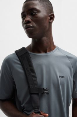 Performance-stretch T-shirt in mixed materials, Grey