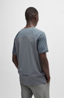 Performance-stretch T-shirt in mixed materials, Grey