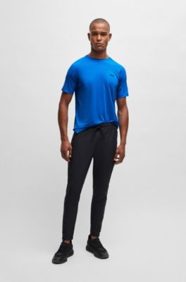 Performance-stretch T-shirt in mixed materials, Light Blue