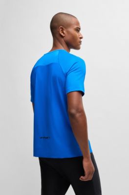 Performance-stretch T-shirt in mixed materials, Light Blue