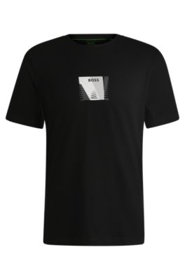 Hugo Boss Cotton-jersey Regular-fit T-shirt With Carabiner Artwork In Black