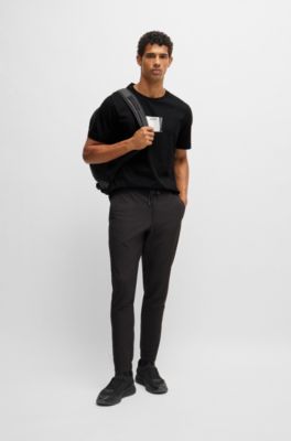 Cotton-jersey regular-fit T-shirt with carabiner artwork, Black