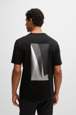Cotton-jersey regular-fit T-shirt with carabiner artwork, Black