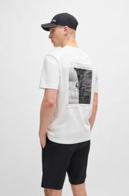 Cotton-jersey regular-fit T-shirt with carabiner artwork, White