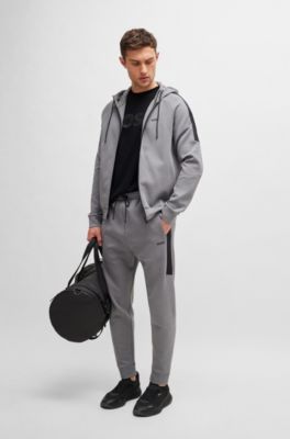 Stretch-cotton short-sleeved T-shirt with logo artwork, Black