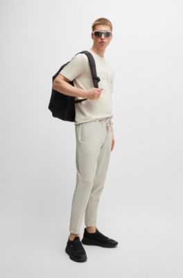 Stretch-cotton short-sleeved T-shirt with logo artwork, White