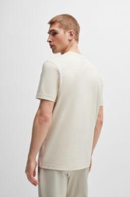 Stretch-cotton short-sleeved T-shirt with logo artwork, White