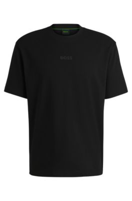 HUGO BOSS｜ (Logo T-Shirt (50519368-054)) BOSS - Cotton-jersey T-shirt with tonal logo - Black