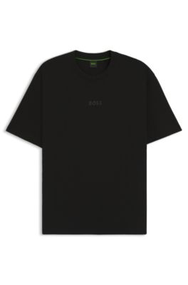 Camiseta de punto de algod&oacute;n con detalle de logo, Negro