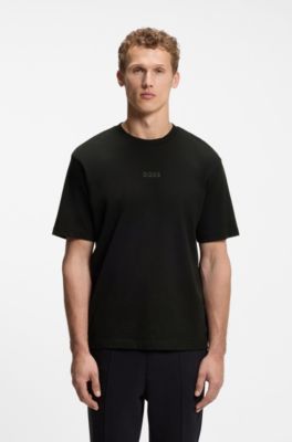 Camiseta de punto de algod&oacute;n con detalle de logo, Negro