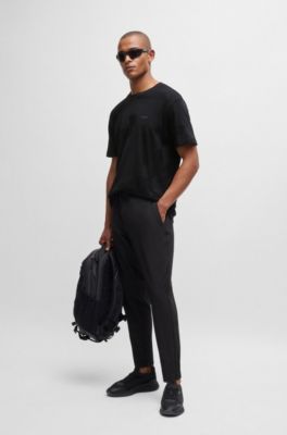 Camiseta relaxed fit de jacquard de algod&oacute;n con ilustraci&oacute;n de temporada, Negro