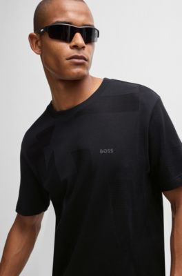 Camiseta relaxed fit de jacquard de algod&oacute;n con ilustraci&oacute;n de temporada, Negro