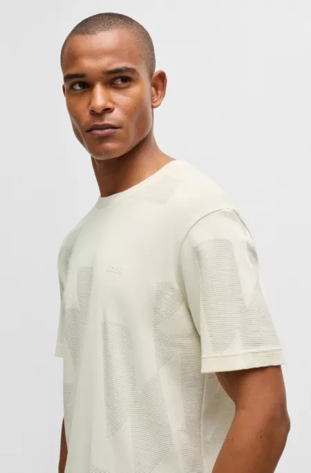 Cotton-jacquard relaxed-fit T-shirt with seasonal artwork