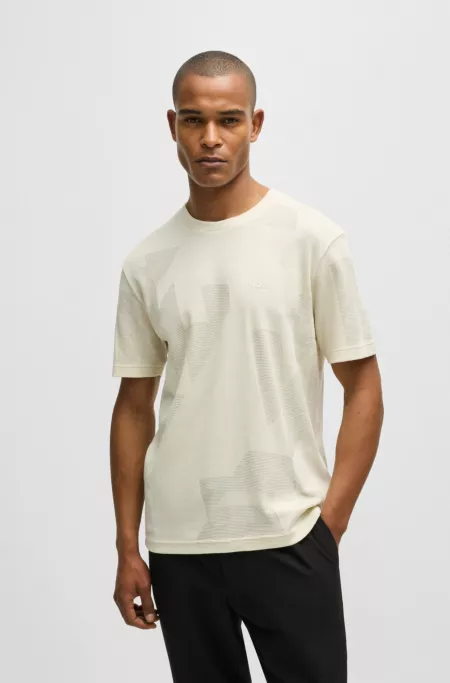 Cotton-jacquard relaxed-fit T-shirt with seasonal artwork