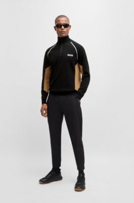 Jersey de algod&oacute;n con bloques de color y logo, Negro