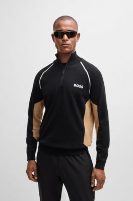 Jersey de algod&oacute;n con bloques de color y logo, Negro