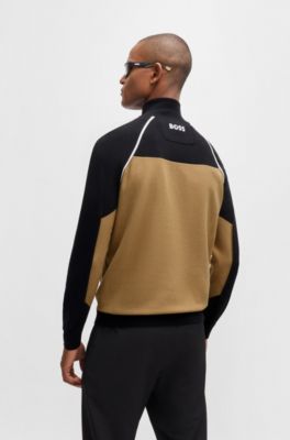 Jersey de algod&oacute;n con bloques de color y logo, Negro