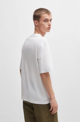 Camiseta regular fit de punto de algod&oacute;n con ilustraci&oacute;n de la marca, Blanco