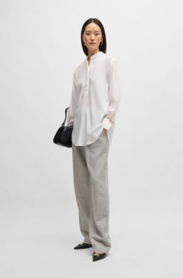 Relaxed-fit blouse in easy-iron poplin, White