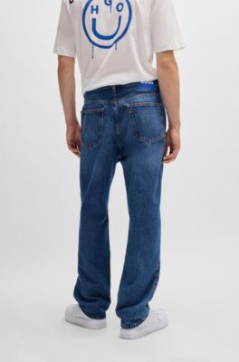 Baggy-fit jeans in blue denim, Blue