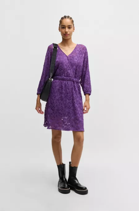 Macramé-lace dress with elasticated waistband