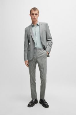 Extra-slim-fit suit in houndstooth performance-stretch fabric, Light Grey