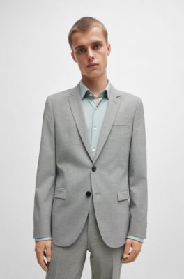 Extra-slim-fit suit in houndstooth performance-stretch fabric, Light Grey