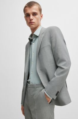 Extra-slim-fit suit in houndstooth performance-stretch fabric, Light Grey