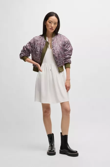 Hammered-satin dress with tie neckline