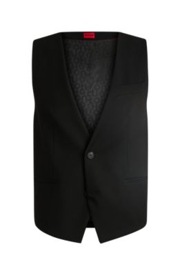 Oversize-fit all-gender waistcoat in stretch fabric, Black