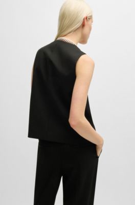 Oversize-fit all-gender waistcoat in stretch fabric, Black