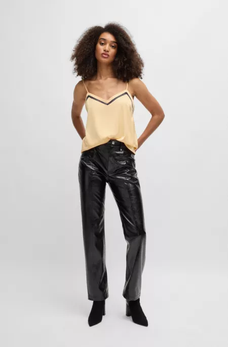 Hammered-satin camisole with lace insert