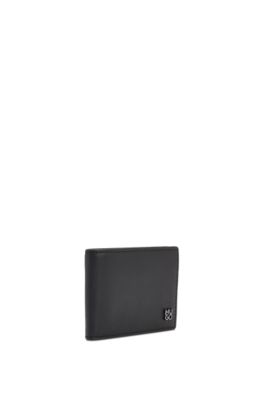 Nappa-leather wallet with stacked logo hardware, Black
