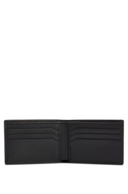 Nappa-leather wallet with stacked logo hardware, Black