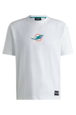 Hugo Boss Boss X Nfl Stretch-cotton T-shirt With Special Branding In Dolphins