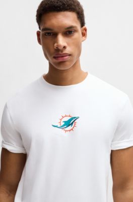 BOSS x NFL stretch-cotton T-shirt with special branding, Dolphins
