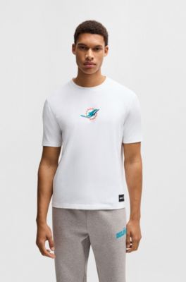 BOSS x NFL stretch-cotton T-shirt with special branding, Dolphins